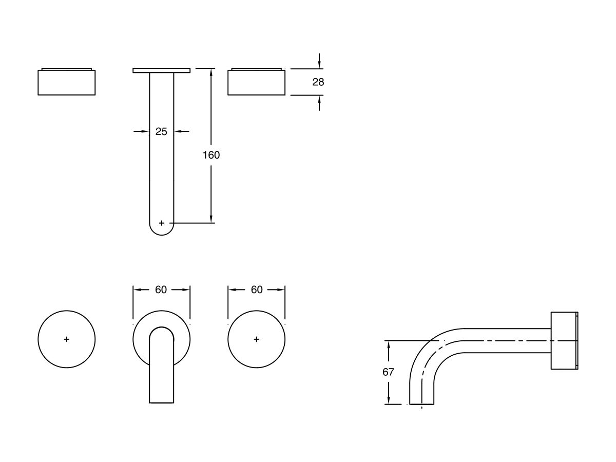 Sussex Pure Bath Set 160mm