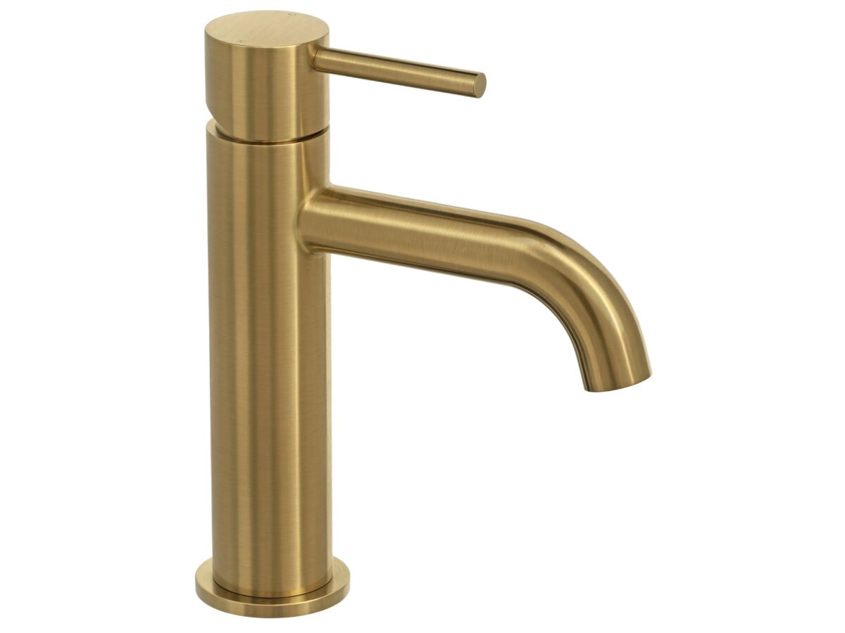 Mizu Drift Basin Mixer Curve Spout Brushed Brass (6 Star)