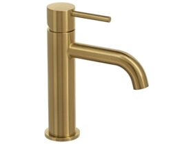 Mizu Drift Basin Mixer Curve Spout Brushed Brass (6 Star)