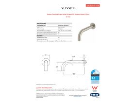 Specification Sheet - Sussex Pure Wall Basin Outlet 200mm PVD Brushed Nickel (3 Star)