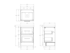 Kado Lux Drawer Vanity Unit Floor Mount 600 Centre Bowl Statement Top 2 Drawers (No Basin)