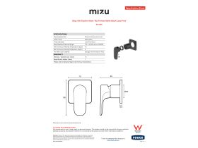 Specification Sheet - Mizu Silk Shower Mixer Tap Trimset Matte Black Lead Free