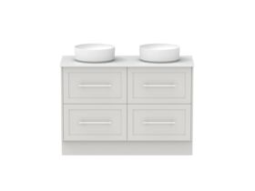 Hero - Kado Lux All Drawer 1200mm Floor Mounted Vanity Double Basin 20mm - Feather Grey - Front