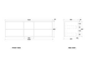 Kado Aspect 1500mm Wall Hung Vanity Unit With Shelf Double Bowl Thin Caesarstone Top