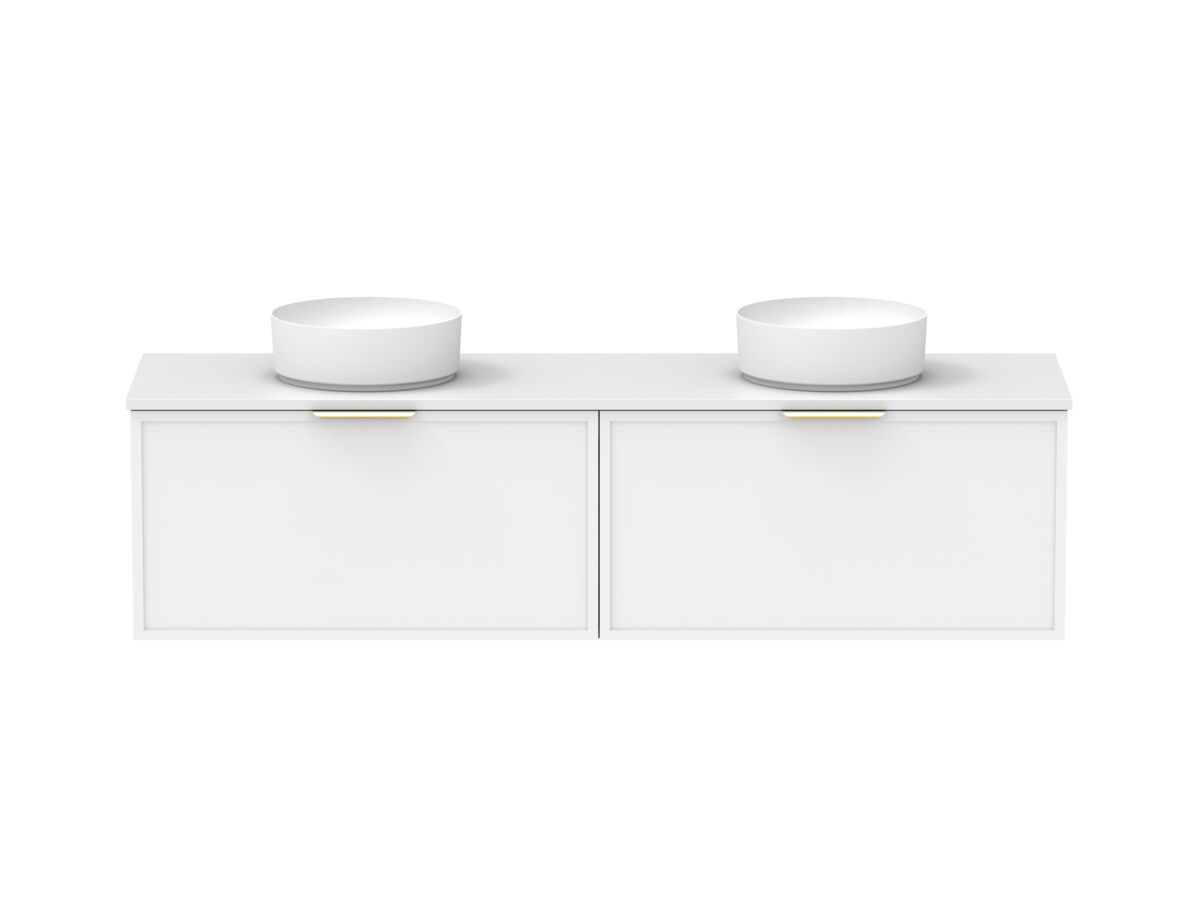 Supporting Image - Kado Lux Slim All Drawer 1800mm Wall Hung Vanity with Double Basin 20mm Top Matte White