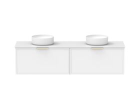 Supporting Image - Kado Lux Slim All Drawer 1800mm Wall Hung Vanity with Double Basin 20mm Top Matte White