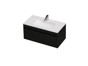 Hero - Posh Domaine Single 900 1 Drawer Wall Hung Vanity Colour Console Top Gloss White Mineral Cast