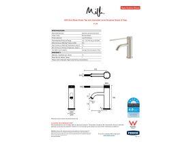 Specification Sheet - Milli Etch Basin Mixer Tap with Extended Lever Brushed Nickel (6 Star)