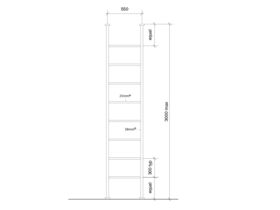 Technical Drawing - Hydrotherm Pure Non Heated Towel Rail Floor to Ceiling 550mm Black Matte
