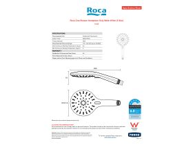 Specification Sheet - Roca Ona Shower Handpiece Only Matte White (5 Star)