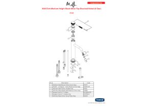 Component Listing - Milli Etch Medium Height Basin Mixer Tap Brushed Nickel (6 Star)