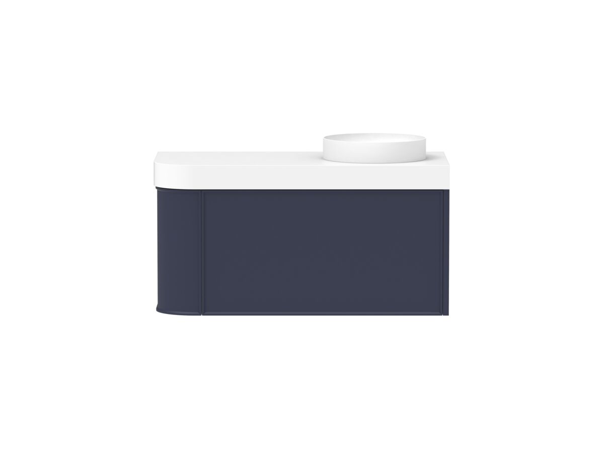 Hero - Kado Era Single Curve All Drawer 1050mm Wall Hung Vanity Right Hand Basin 90mm Durasein Top Royal Battle Blue