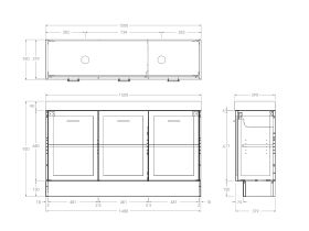 Technical Drawing - Kado Lux Ensuite All Door 1500mm Floor Mount Double Basin 90mm Top