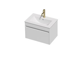 Posh Domaine Ensuite 600 1 Drawer Wall Hung White Console Top Matte White