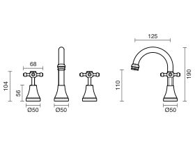 Kado Era Basin Set Fixed Cross Handles (5 Star)