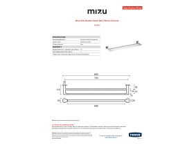 Specification Sheet - Mizu Silk Double Towel Rail 750mm Chrome