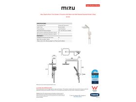 Specification Sheet - Mizu Soothe Short Twin Shower 3 Function with Water Inlet Wall Bracket Brushed Nickel (5 Star)