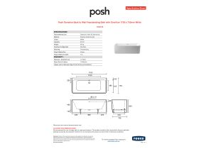Specification Sheet - Posh Domaine Back to Wall Freestanding Bath with Overflow 1700 x 750mm White