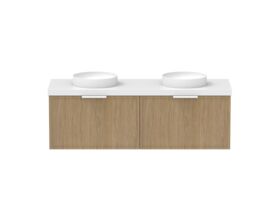 Supporting Image - Kado Lux Slim All Drawer 1500mm Wall Hung Vanity with Double Basin 50mm Top Boston Oak