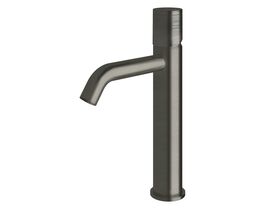 Sussex Pure Medium Height Basin Mixer Tap Curved Spout with Cirque Textured Handle PVD Brushed Gunmetal (5 Star)