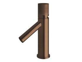Sussex Pure Basin Mixer Tap with Linear Textured Handle PVD Brushed Bronze (6 Star)