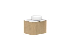 Supporting Image 2- Kado Neue Fluted Single Curve All Drawer 600mm Wall Hung Vanity with Centre Basin Durasein 12mm Top Boston Oak