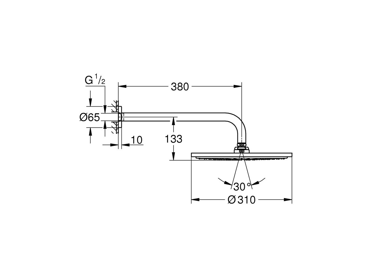 GROHE Rainshower Cosmo Overhead Wall Shower 310mm