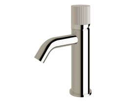 Sussex Pure Basin Mixer Tap Curved Spout with Linear Textured Handle Chrome (5 Star)