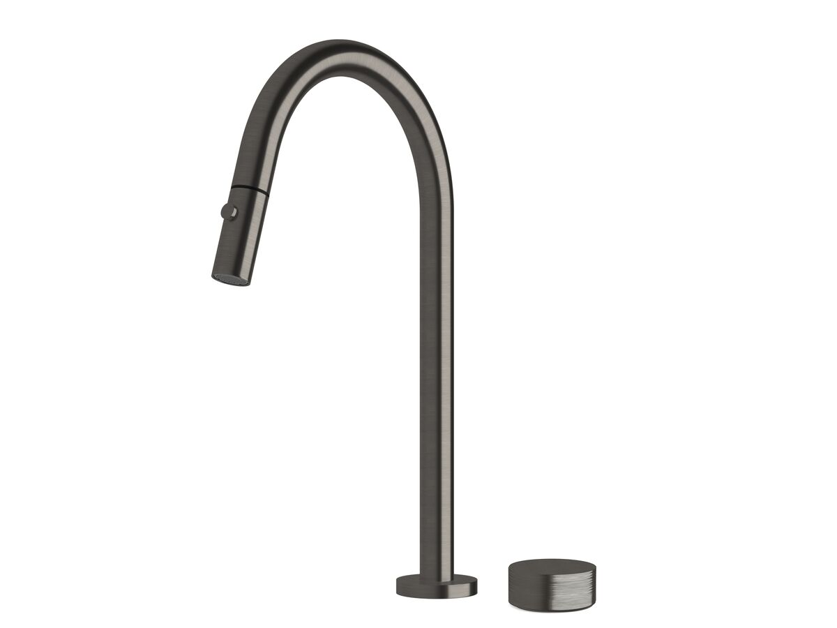 Sussex Pure Progressive Sink Mixer Tap Set with Pull Out Spray and Cirque Textured Handle PVD Brushed Gunmetal (4 Star)