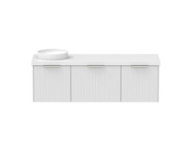 Supporting Image - Kado Neue Fluted Square All Drawer 1500mm Wall Hung Vanity with Left Hand Basin 50mm Top Ultra White