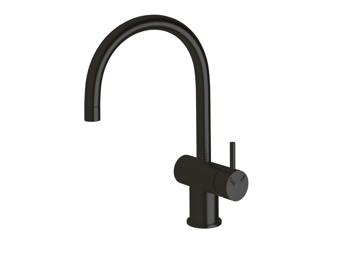 Sussex Scala Mini Sink Mixer Curved Large RH LUX PVD Matte Opium Black (5 Star)