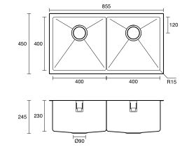 Memo Zenna Double Bowl Sink