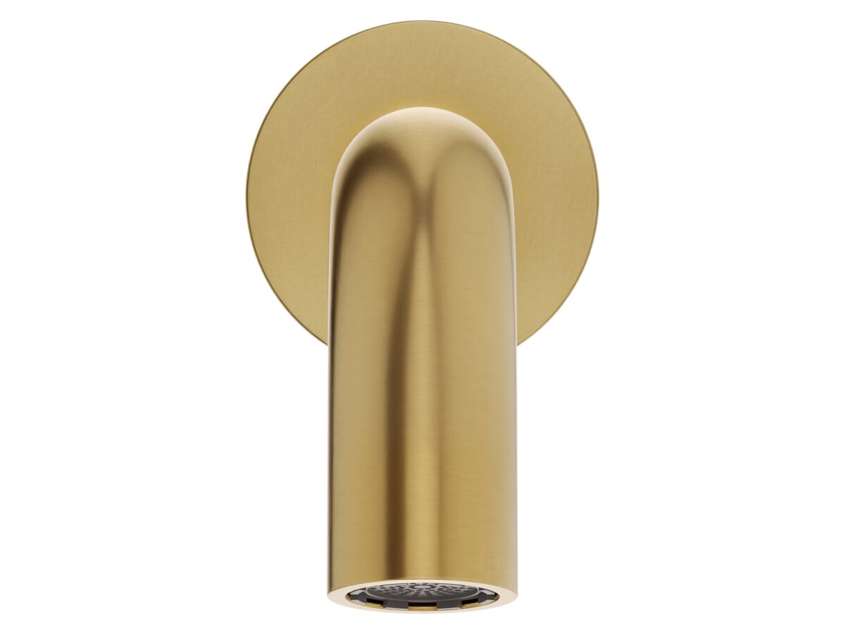 Supporting Image 2 - Mizu Drift Wall Basin/Bath Outlet Curve Spout 300mm Brushed Brass (6 Star) Lead Free - Front