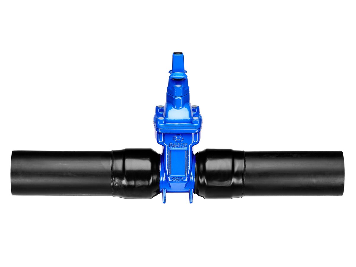 Dimax Resilient Seated Gate Valve PN16 125mm SDR11 HDPE PE Tail 100mm Anti-Clockwise Close