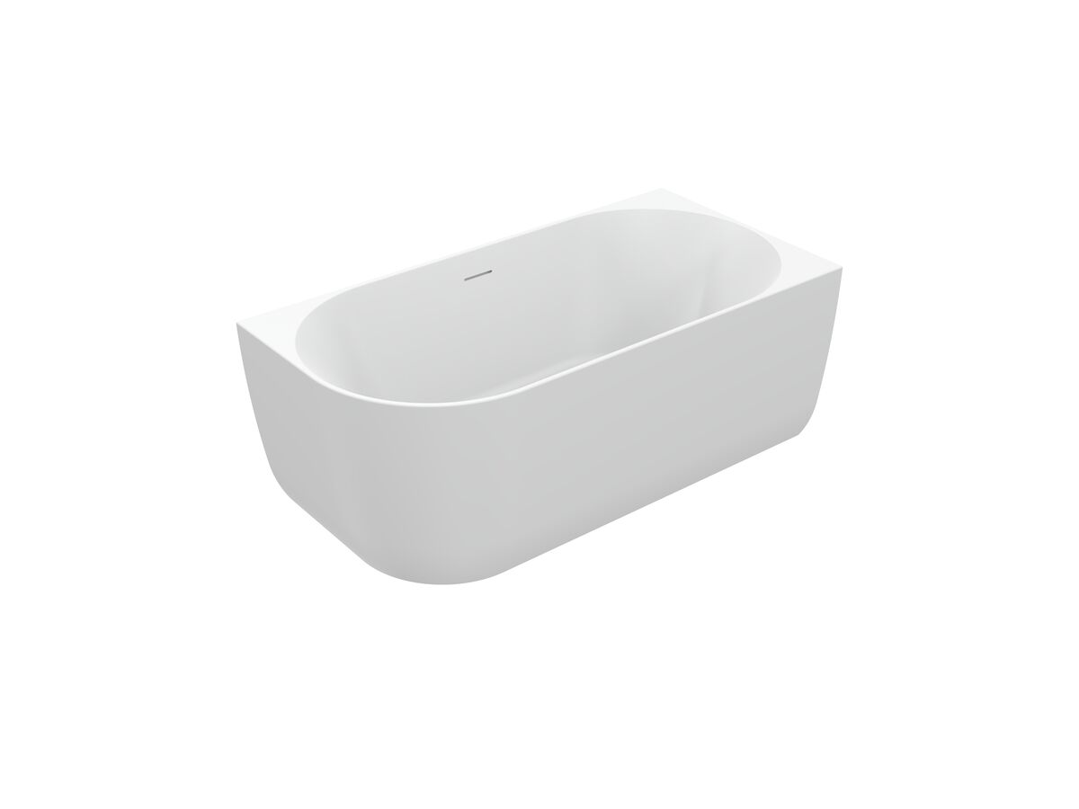 Supporting Image 2 - Posh Solus Back to Corner Freestanding Bath 1500mm Right Corner with Overflow Matte White - Perspective View