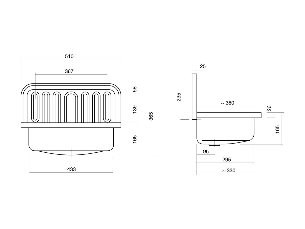 Alape Klassiker Wall Basin 510x360mm Overflow White