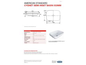 Technical Guide - American Standard Cygnet Semi Inset Basin 553mm White