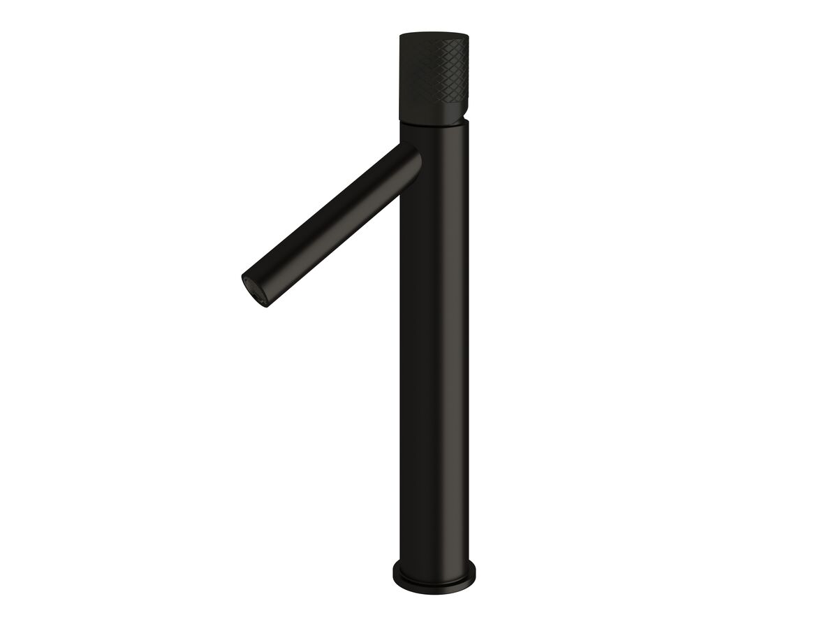 Sussex Pure Extended Basin Mixer Tap with Diamond Textured Handle PVD Matte Black (6 Star)