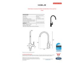 Specification Sheet - Nobili Balance Gooseneck Sink Mixer Tap Matte Black (4 Star) Lead Free