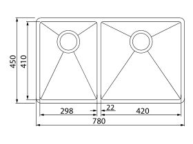Franke Bow BXX220-42/29SBL 1 3/4 Bowl Inset/ Undermount/ Flushmount Sink Stainless Steel