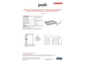 Specification Sheet - Posh Solus Tile Over Shower Tray with 1140mm Long Rear Stainless Steel Standard Channel (For 3 Wall / Alcove Install) 1200mm x 900mm