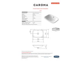 Specification Sheet - Caroma Forma II 550mm Under Counter Basin No Taphole with Overflow Matte White