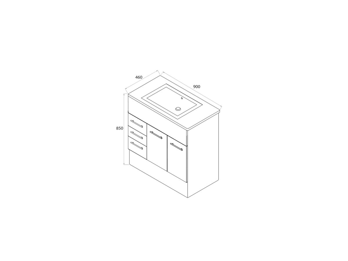 Posh Bristol MK2 LHD CB With Kick Vanity Unit 900mm