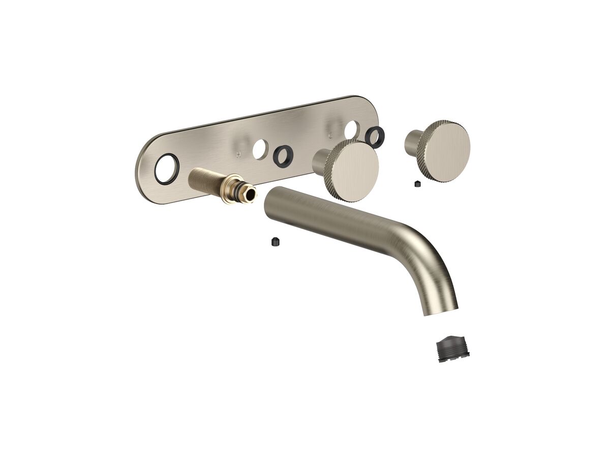 Supporting Image - Faucet Strommen Vara Disc Wall Basin / Bath Hostess Tap System Right Hand 150mm Kit Brushed Nickel (6 Star) Lead Free