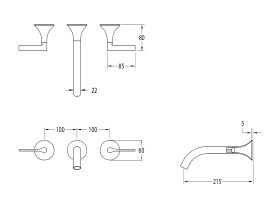 Sussex Oria Wall Bath Set 215mm