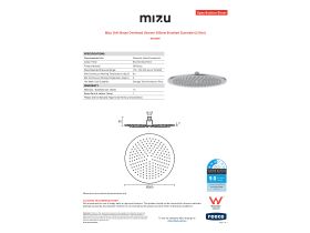 Specification Sheet - Mizu Drift Brass Overhead Shower 300mm Brushed Gunmetal (3 Star)