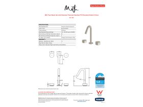 Specification Sheet - Milli Pure Basin Set with Diamond Textured Handles PVD Brushed Nickel (5 Star)