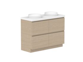 Supporting Image - Posh Domaine All-Drawer Twin 1200mm Floor Mounted Vanity Unit Double Bowl 50mm Top