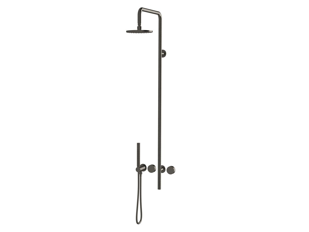 Milli Pure Progressive Shower Mixer Column System with Hand Shower Right Hand Brushed Gunmetal