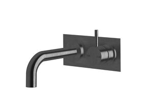 Sussex Scala 25mm Curved Wall Basin Mixer Tap System Right Hand Mixer Tap 160mm Outlet LUX PVD Brushed Smoked Gunmetal (6 Star)